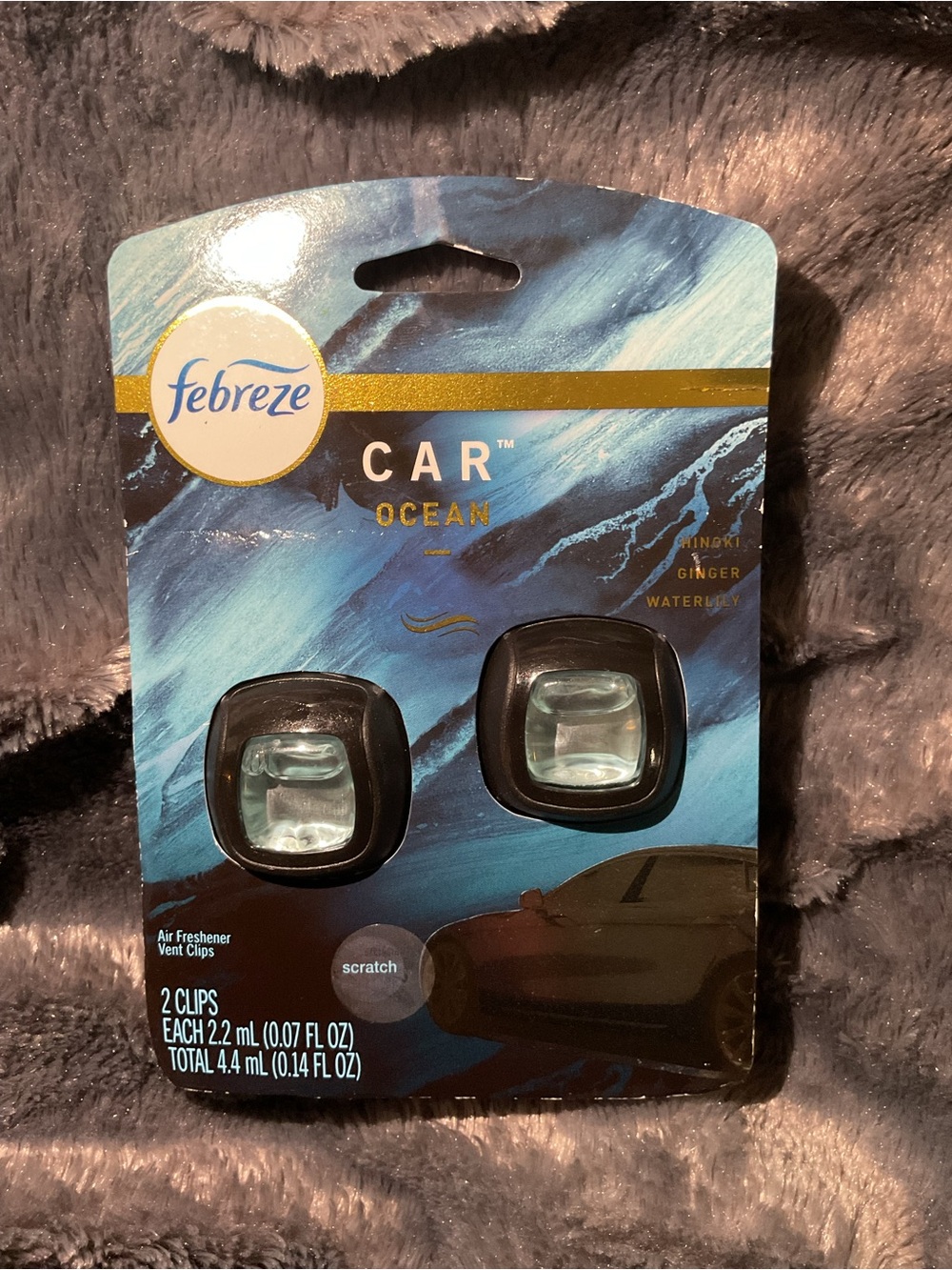 Febreze Car Ocean Air Freshener. Hinoki,Ginger & Waterlily scent.
